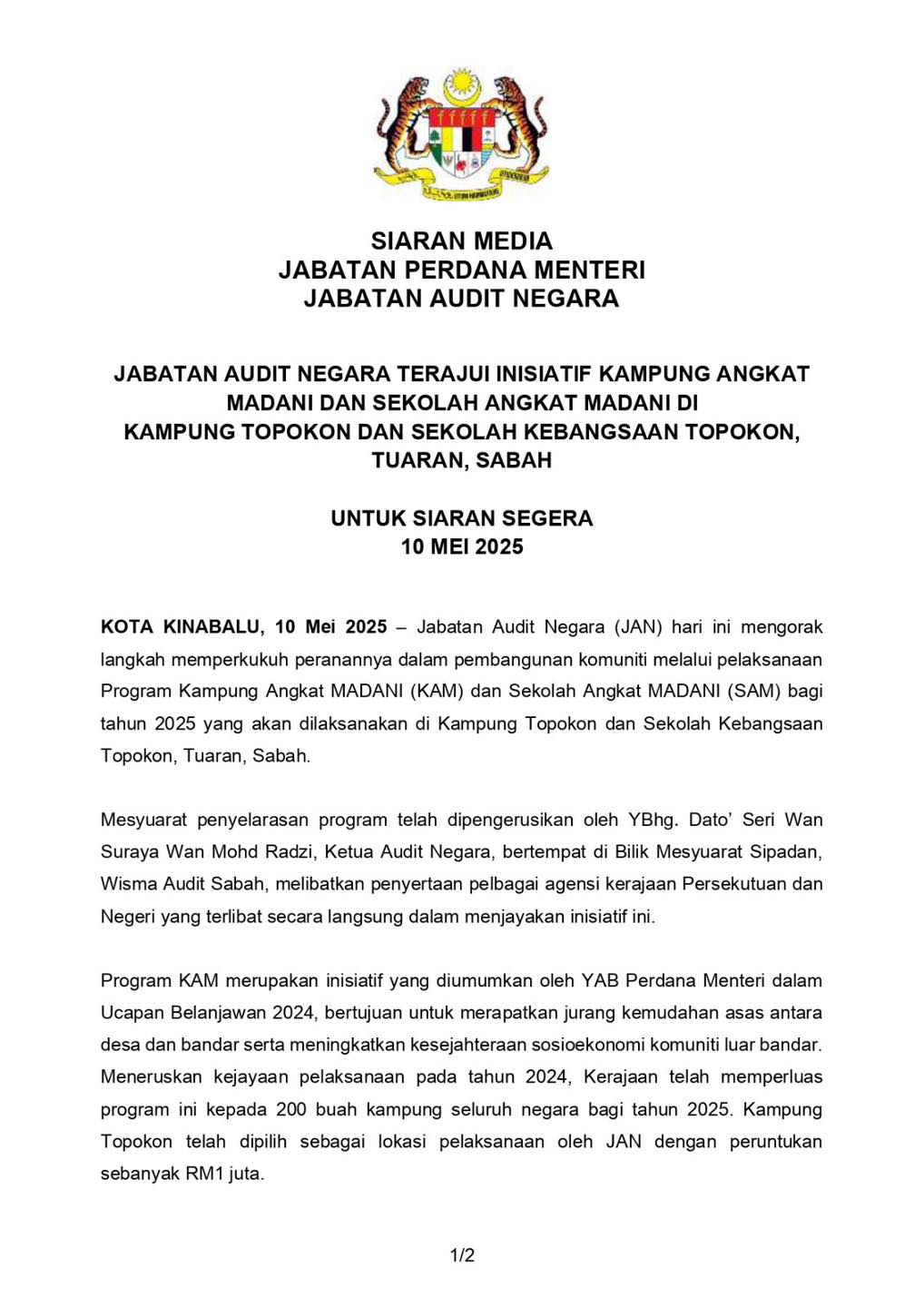Siaran Media Page 1