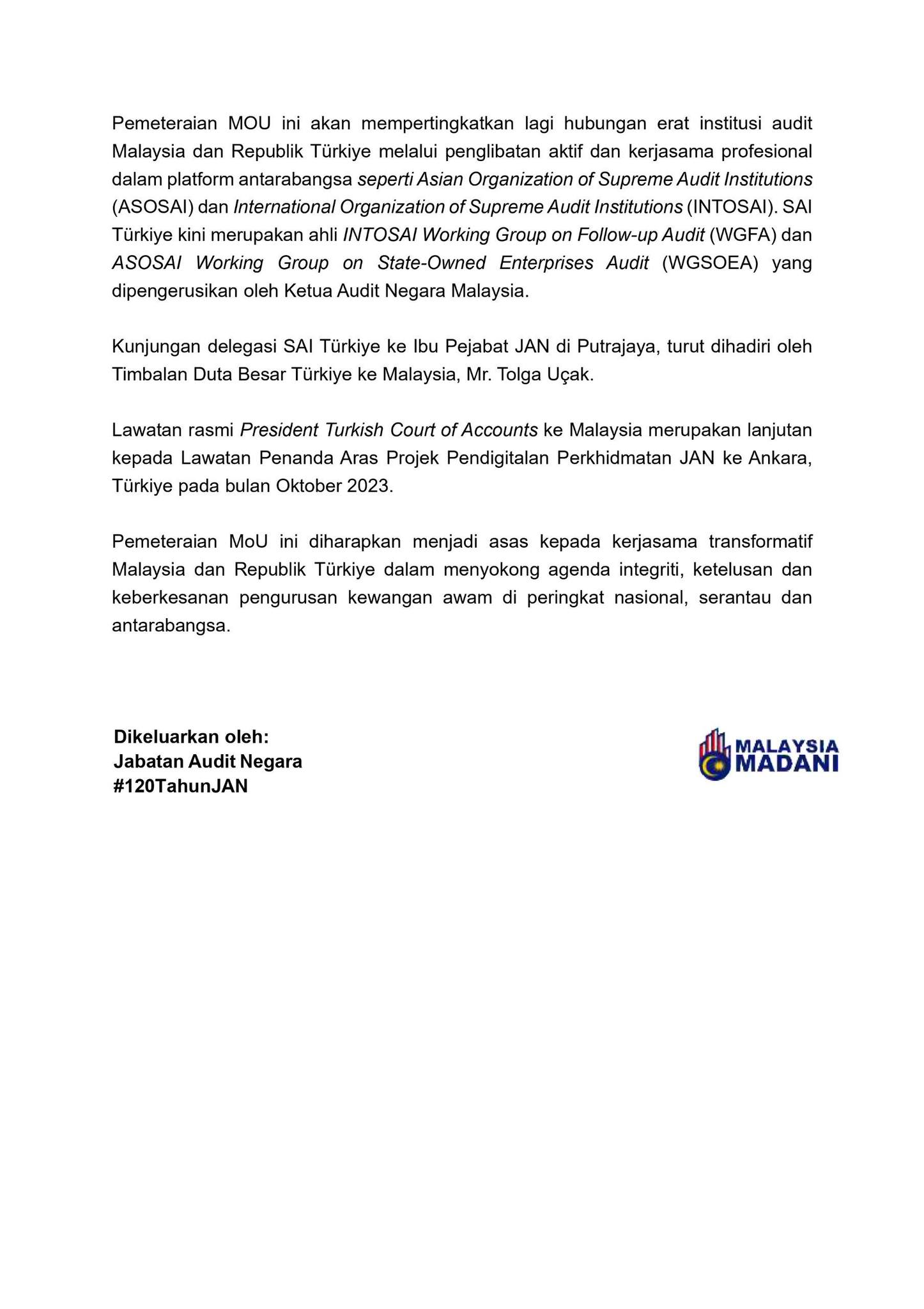 Siaran Media MOU JAN