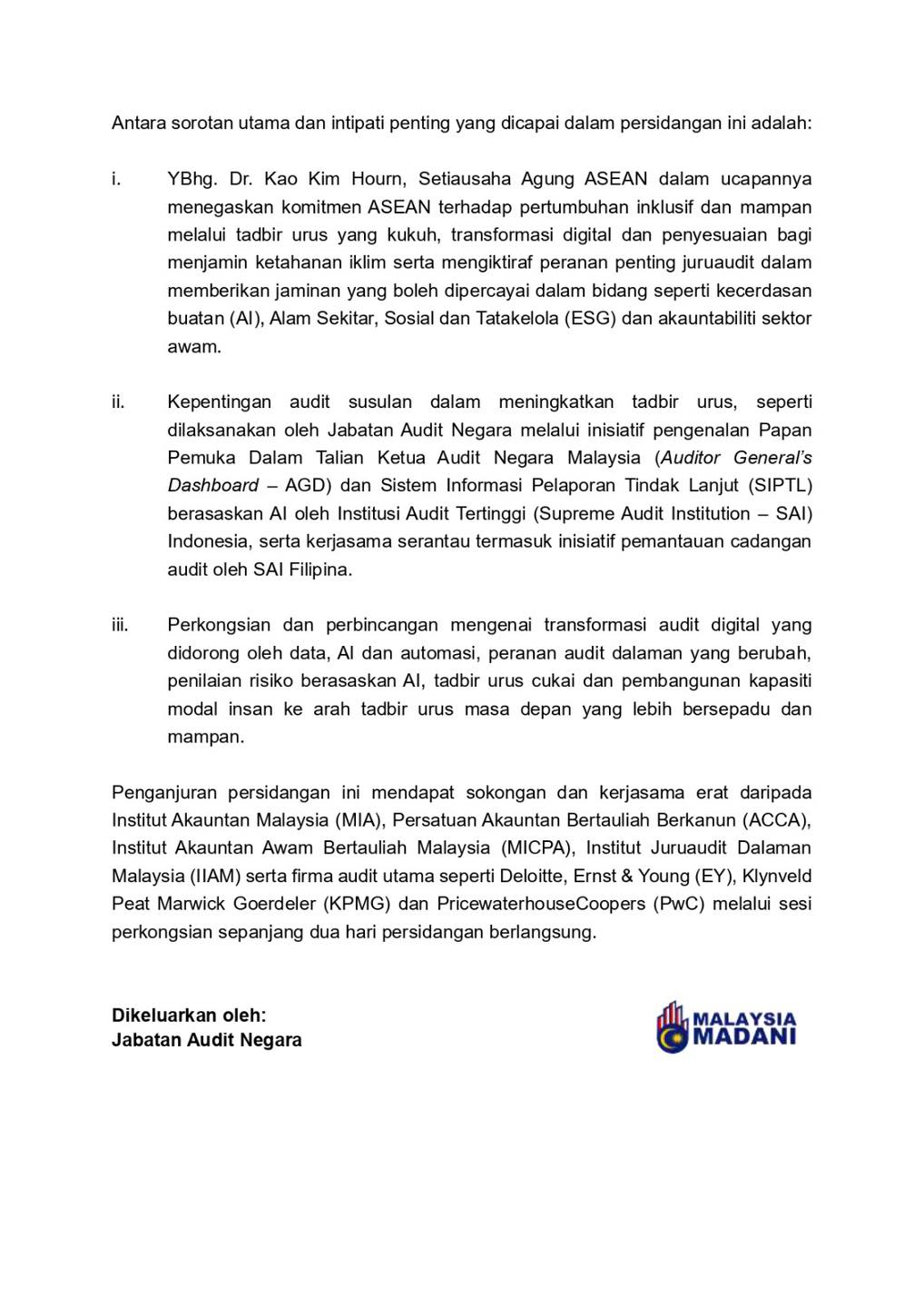 Siaran Media Majlis Penutupan Persidangan Juruaudit ASEAN 2025 Page 2
