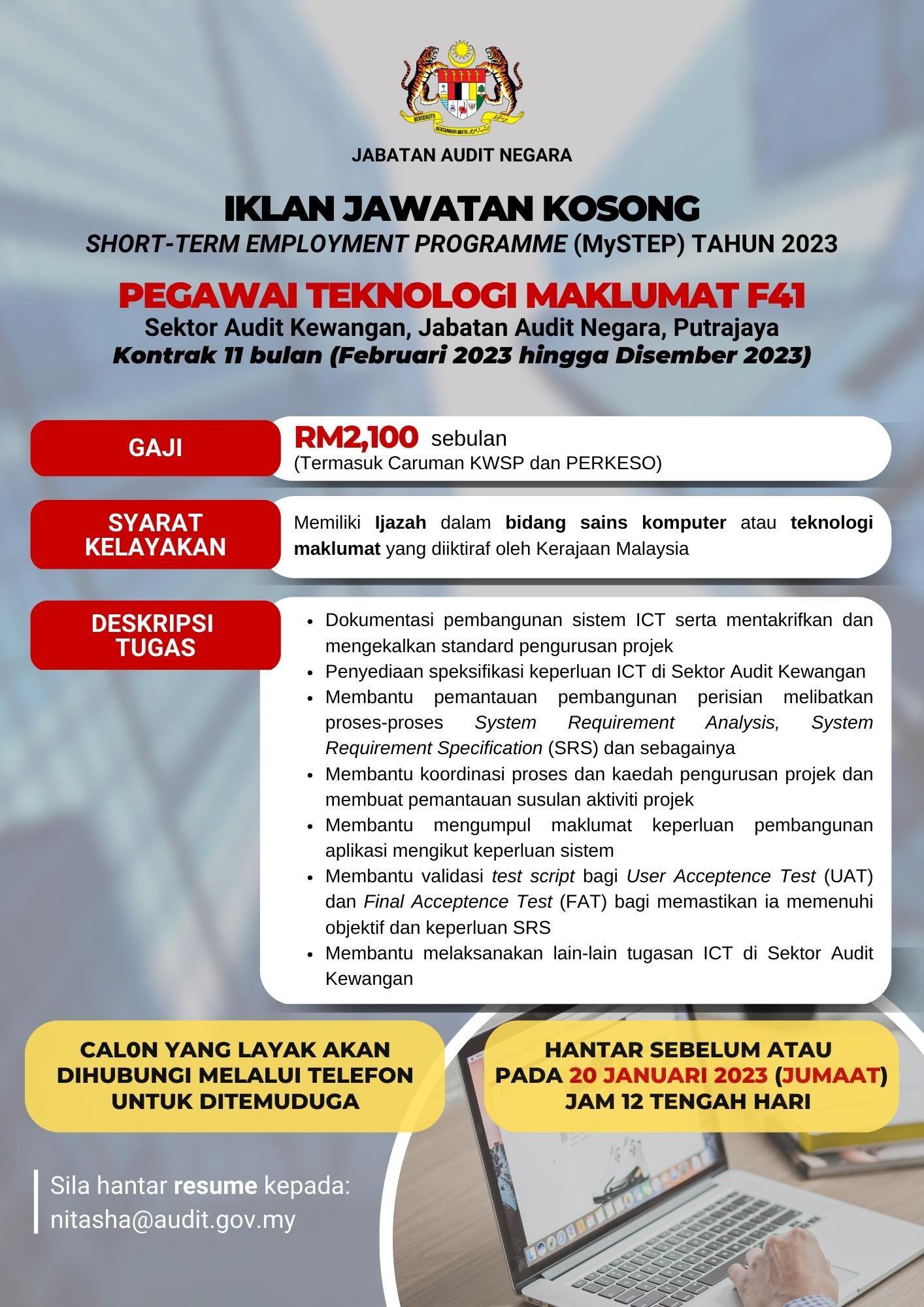 Iklan Jawatan Kosong ShortTerm Employment Programme (MyStep) Tahun